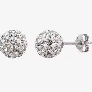 2 Pair Elegant Sterling Silver and Crystals Stud Earrings